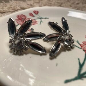 Modern Elegant Silver Floral Costume Jewelry Earrings